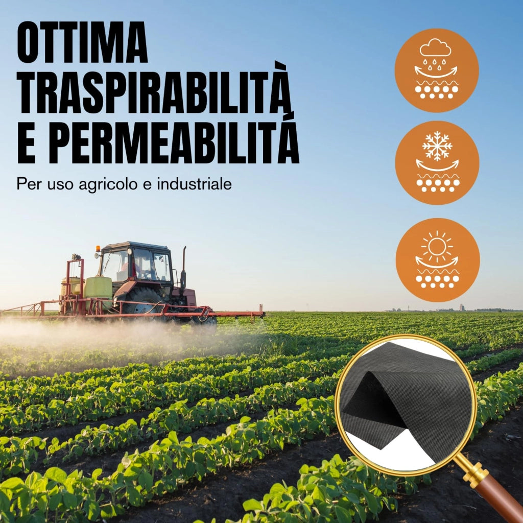 Telo Pacciamatura Orto Tessuto Non Tessuto Anti Erbacce 250 mq, Telo per Pacciamatura Orto Giardinaggio H 100 cm