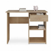 SCRIVANIA PER UFFICIO O CAMERA IN MDF ROVERE CON CASSETTO E RIPIANI MISURE 88X45X75 CM