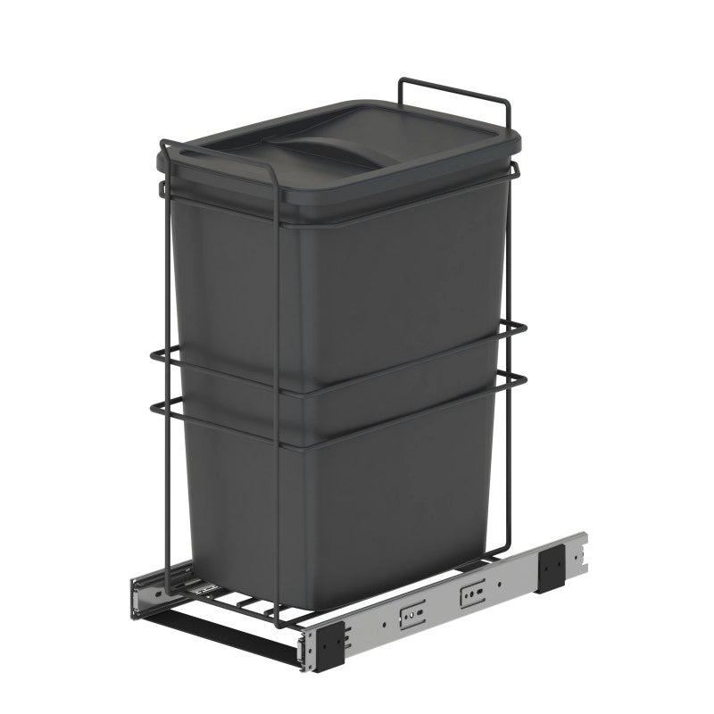Contenitore per la raccolta differenziata Recycle Inox 2x12lt per il montaggio sul fondo e l'estrazione manuale/automa..