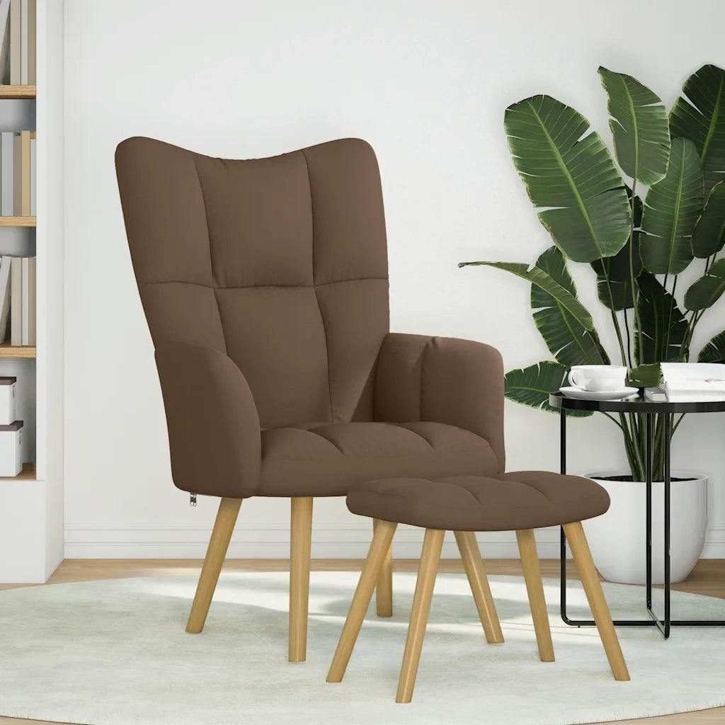 Divano Sedia-Poltrona Relax con Poggiapiedi Marrone in Tessuto 850153
