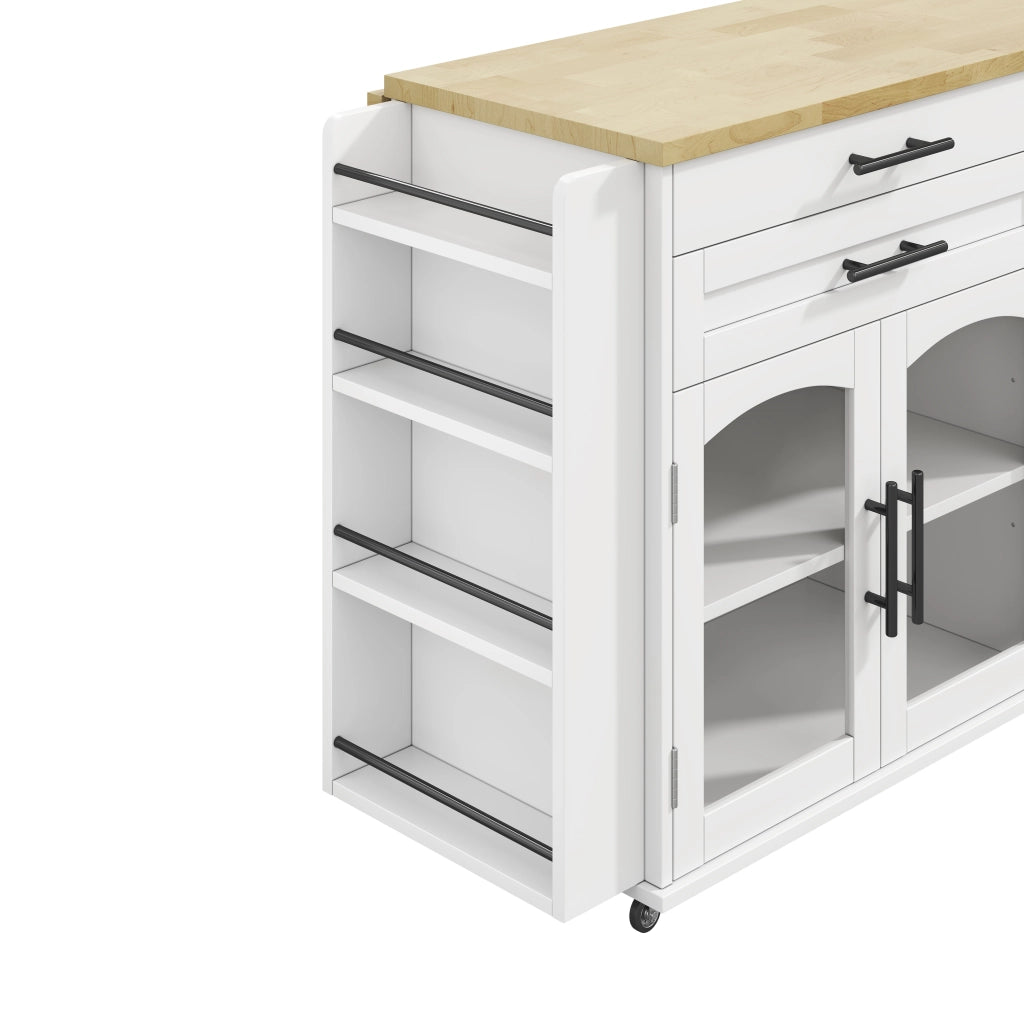 Isola Cucina Mobile con Piano Pieghevole ¨C MINIMAL ¨C 120x45x90, 5 Ruote, Cassetto, Spezie