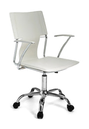 Sedia da ufficio in pelle sintetica bianca cm. H.86/96 x L.55 x P.54