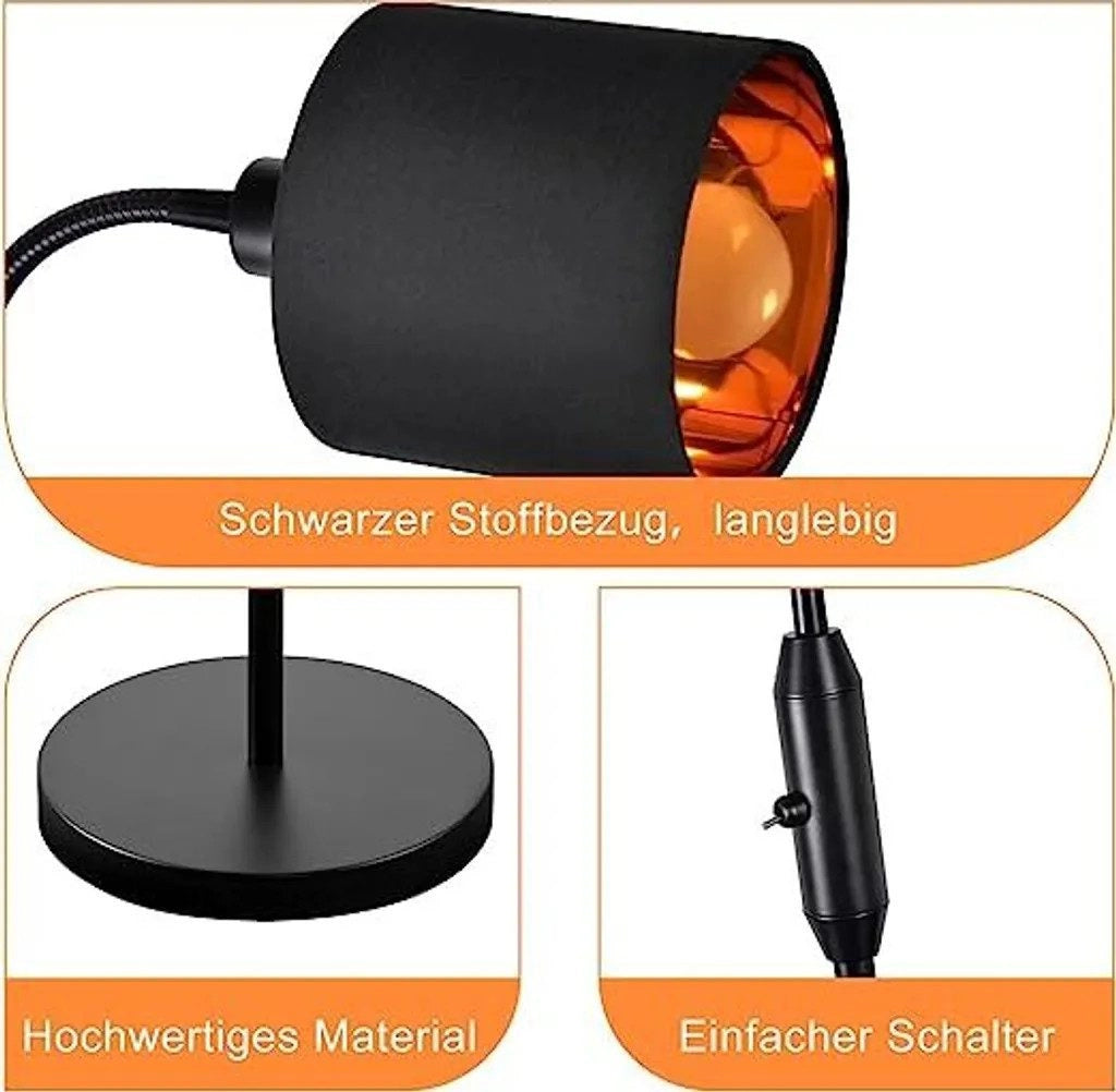 ZMH Lampada da terra nera tessuto arco orientabile 360° E14 interruttore bilanciere vintage senza lampadina