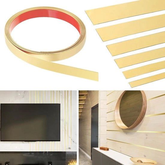 Telaio Acquaplastico Flessibile in Oro da Incollaggio per Plafoni Specchi Listelli di Finestra Pavimenti Cucina (5 m x 25 cm)