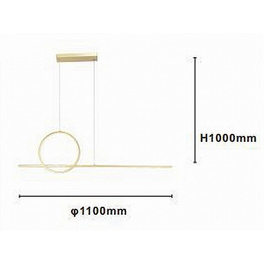 Trade Shop - Lampadario A Sospensione Led 48w Design Cerchio Linea Oro Ip20 Cucina Luce 4000k 33573 -
