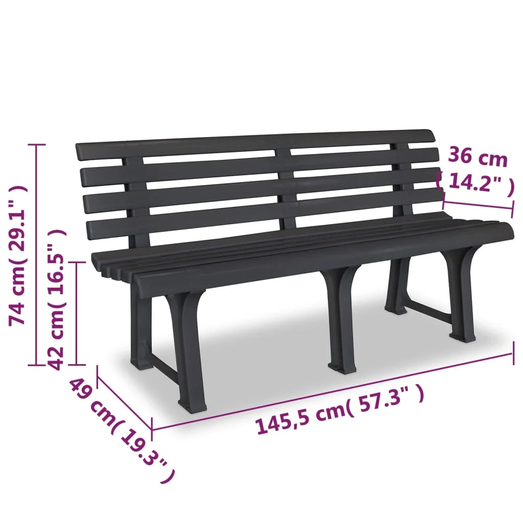 Panca da giardino mobili da esterno terrazza 145,5 cm plastica antracite 02_0011243