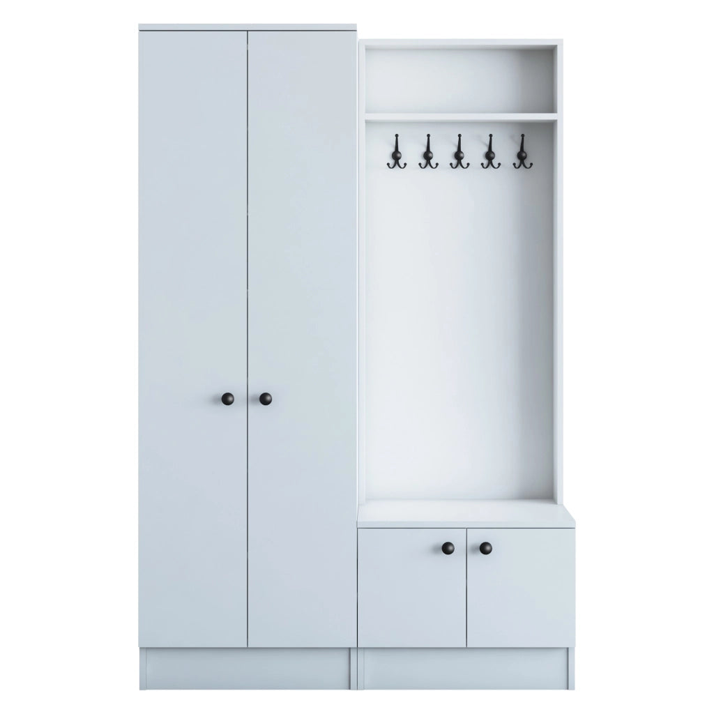 Grue, Mobile da Ingresso 5 Ripiani, 120x37x183h cm Bianco