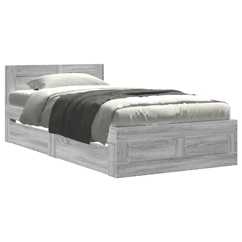 Giroletto con Testiera Grigio Sonoma 90x190cm Legno Multistrato 3295616