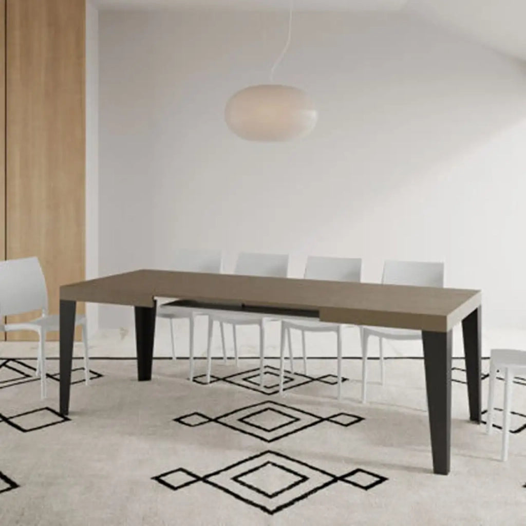 Tavolo allungabile 120/380x90 cm Flame tortora gambe antracite