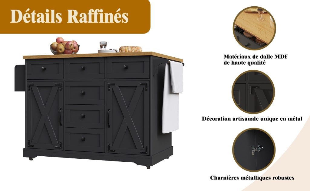 Carrello da cucina con vano portaoggetti ¨C MINIMAL ¨C legno, nero