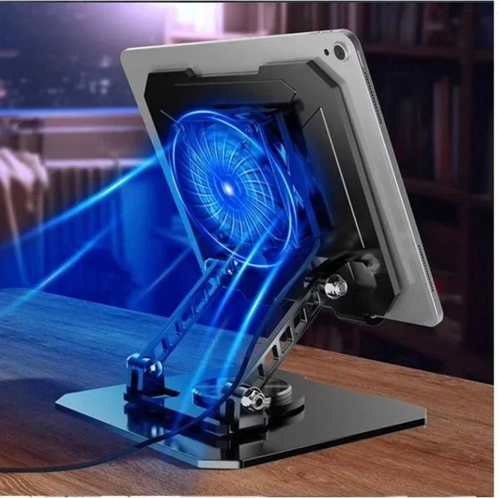 Trade Shop - Supporto Regolabile Per Smartphone Tablet Con Ventola Raffreddamento Rotazione 360° Q-zj268 -
