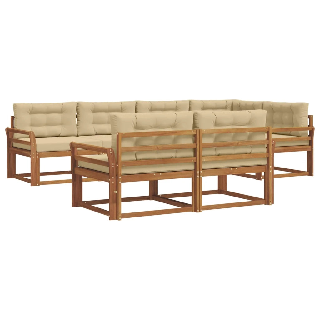 Set di divani da esterno con cuscino 7 pcs Naturale e Beige 3367721