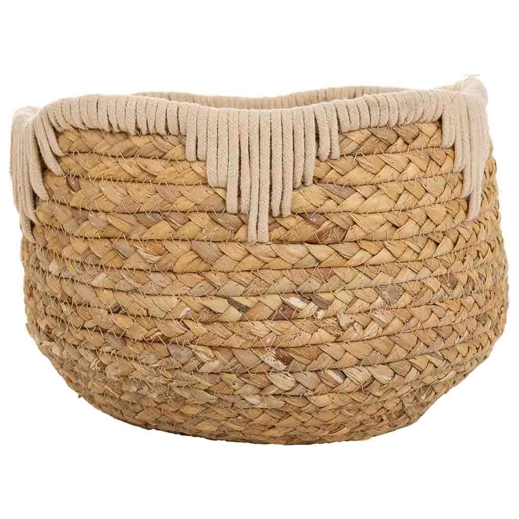 Cesto in fibra naturale e cotone bianco D27x20
