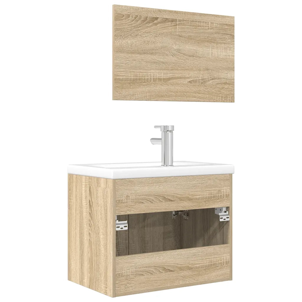 vidaXL Set Mobili da Bagno 3 pz Rovere Sonoma in Legno Multistrato