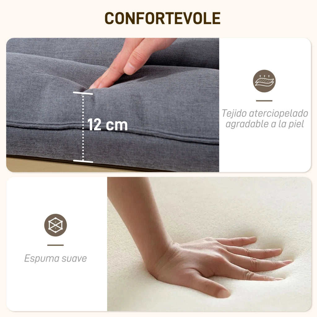 Poltrona a dondolo-Sedia a dondolo Moderna con Braccioli in Legno e Cuscini Spessi in Velluto, 67x83x105 cm, Grigio