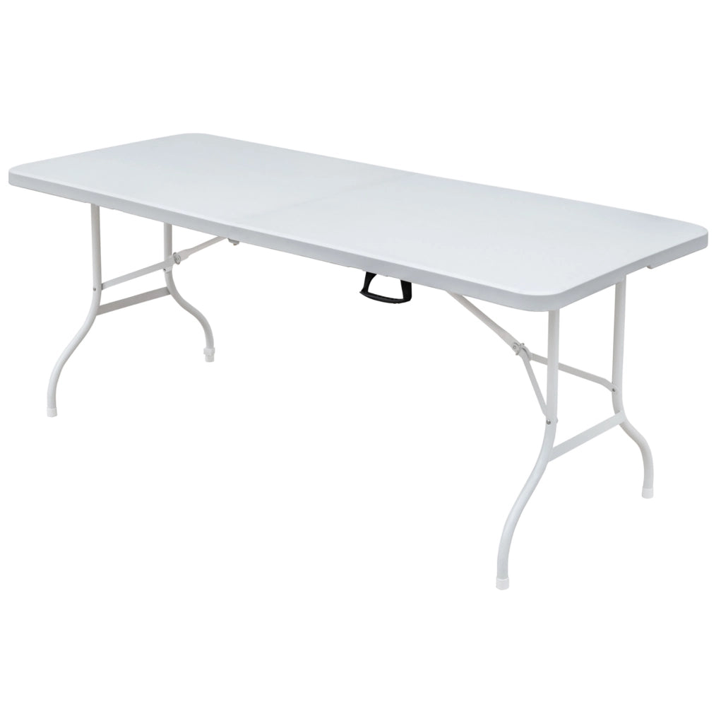 Tavolo pieghevole multiuso 180,34 x 73,66 x 73,66 cm bianco, plastica e acciaio