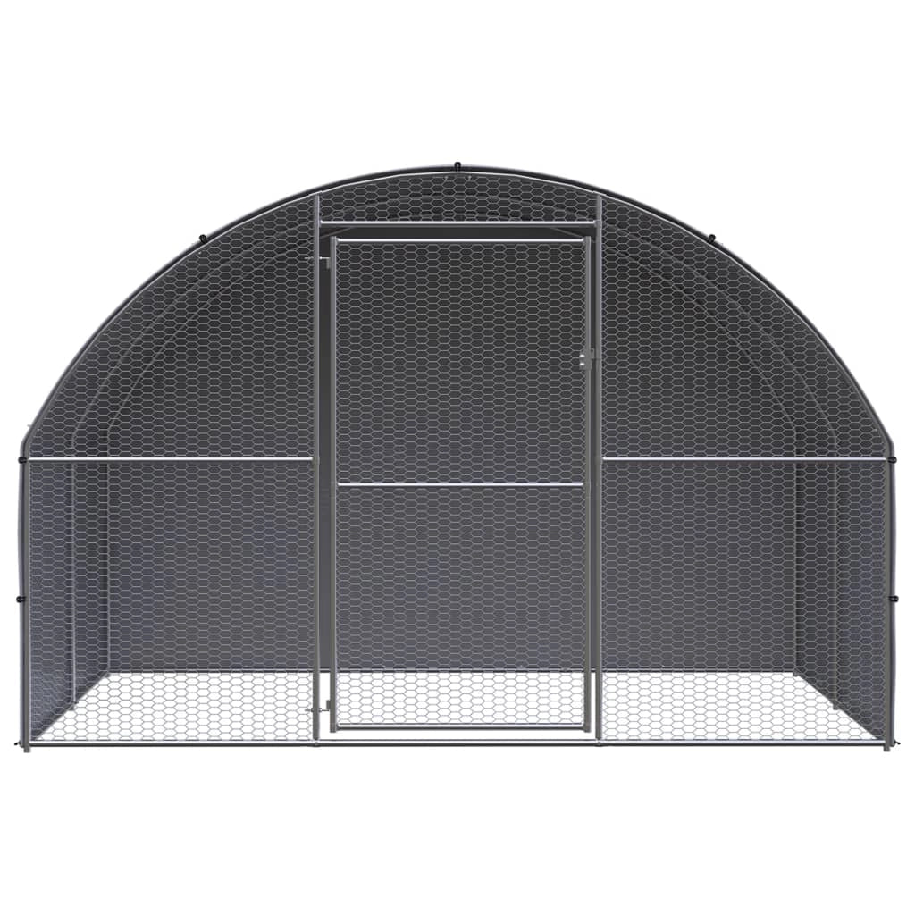 Pollaio/recinto/gabbia per polli da esterno 3 x 2 x 2 m acciaio zincato argento 02_0044004