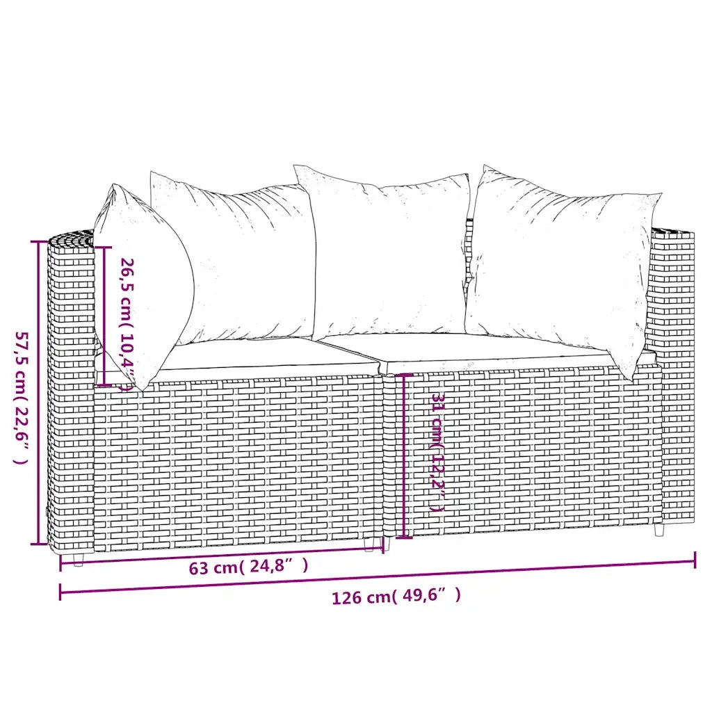 vidaXL Divani Angolari da Giardino con Cuscini 2pz in Polyrattan Nero