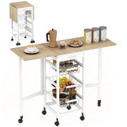 Carrello da cucina pieghevole con cassetto e cestini ¨C zephmum ¨C 97.2x37x77.5 cm bianco e rovere
