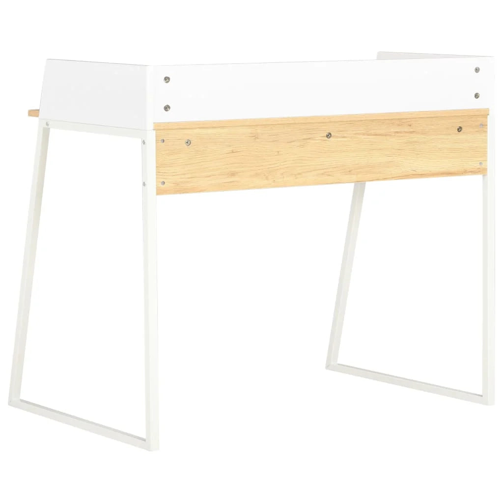 Scrivania tavolo postazione di lavoro mobile per computer studio rovere 90 x 60 x 88 cm bianco 02_0023555