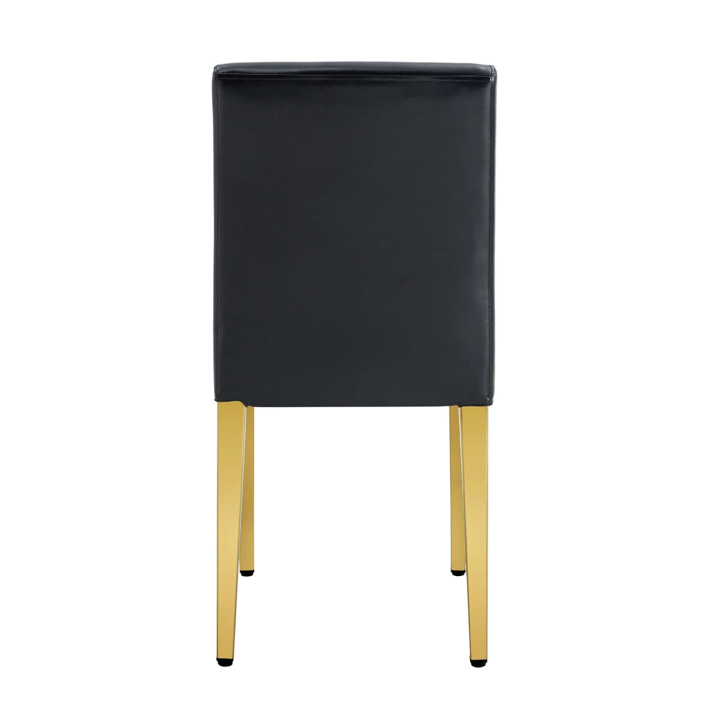 Sedia da pranzo 2 pezzi design minimalista; schienale ergonomico; PU nero e oro