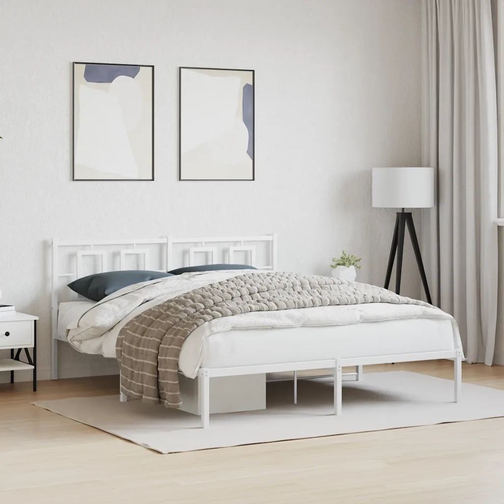 Giroletto con Testiera-Struttura Letto con testiera Metallo Bianco 150x200 cm 862914