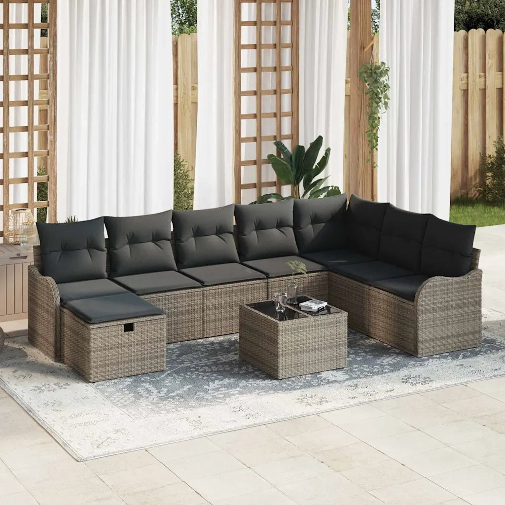 Set di divani con cuscino 9 pcs Grigio polyrattan 3359038