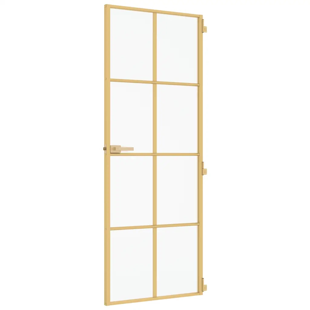 Porta Interni Sottile Oro 76x201,5cm Vetro Temperato Alluminio 155144