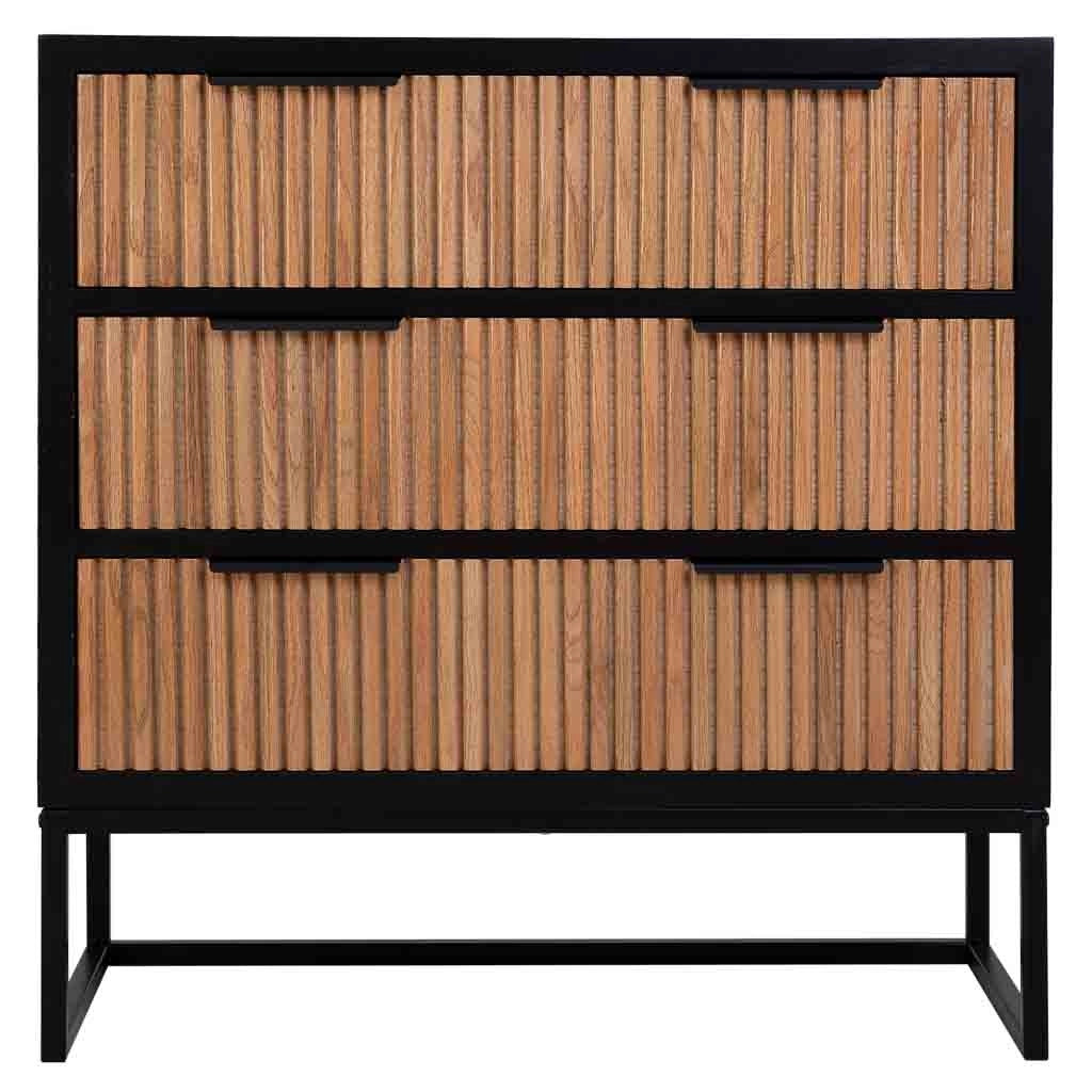 Cassettiera 3 cassetti legno e metallo 80x39,5x81h cm