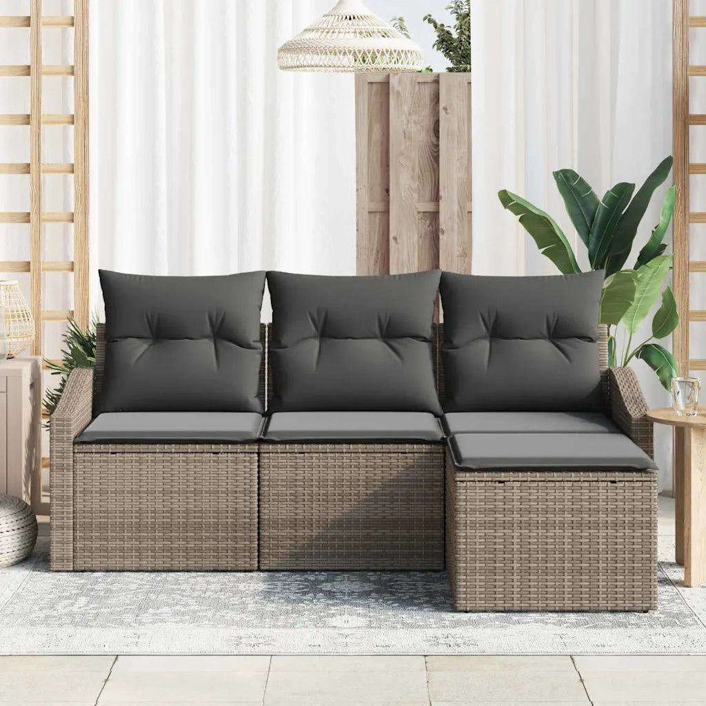 Set di divani con cuscino 4 pcs Grigio polyrattan 3346669