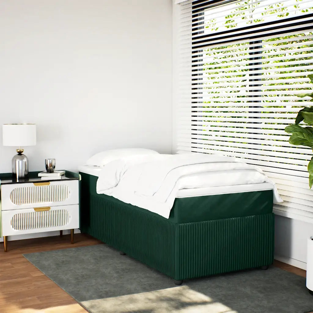 Giroletto a Molle con Materasso Verde Scuro 100x200 cm Velluto