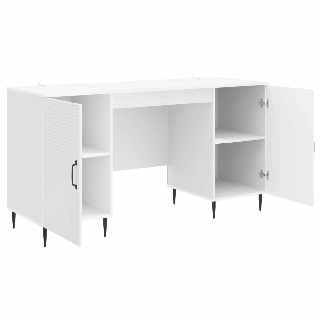 Scrivania Bianco Lucido 142,5 x 50 x 75 cm Legno ingegnerizzato