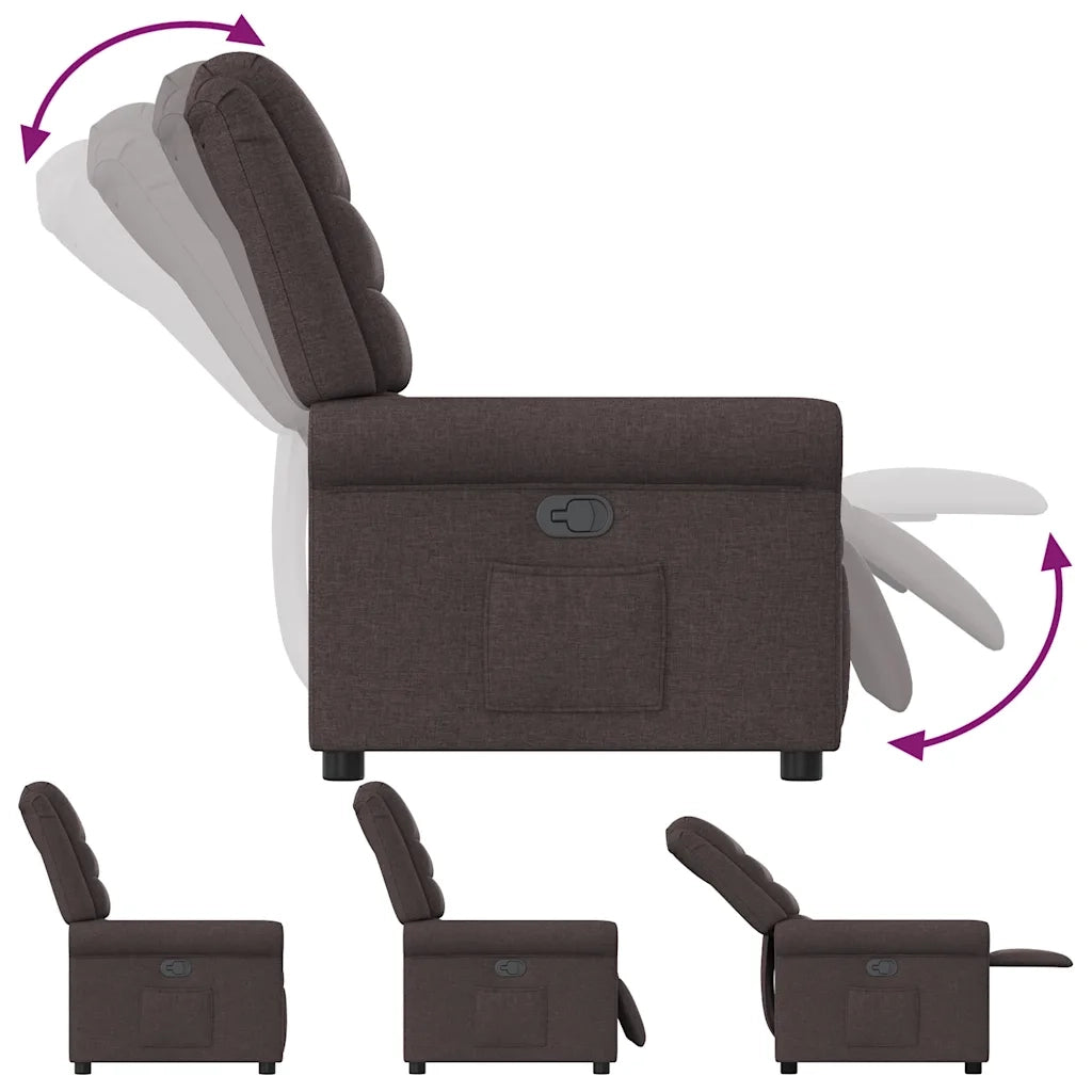 Poltrona Reclinabile Marrone Scuro in Tessuto 4015641