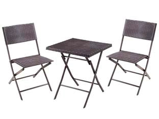 SET GIARDINO FOLD BLACK IN RATTAN SINTETICO PP TRE PEZZI    VETTE