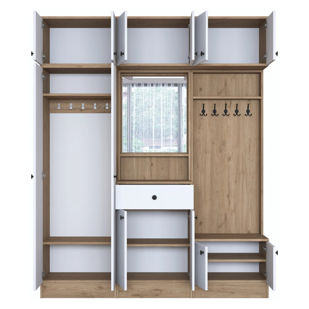 Torpenn, Mobile da Ingresso Specchio Incluso, 179x38x226h cm Bianco