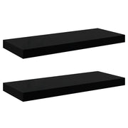 2 pz Scaffali a Parete | Ripiano a parete | Mensole a Parete Nero Lucido 60x23,5x3,8 cm in MDF