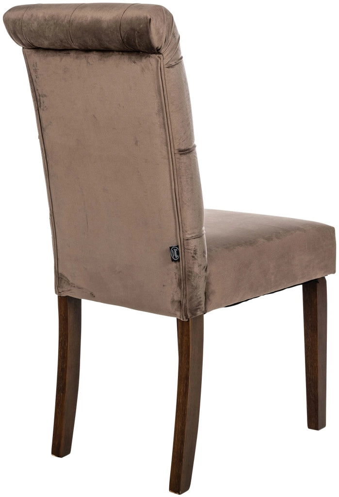 Sedia da cucina Lisburn design Chesterfield marrone,Velluto