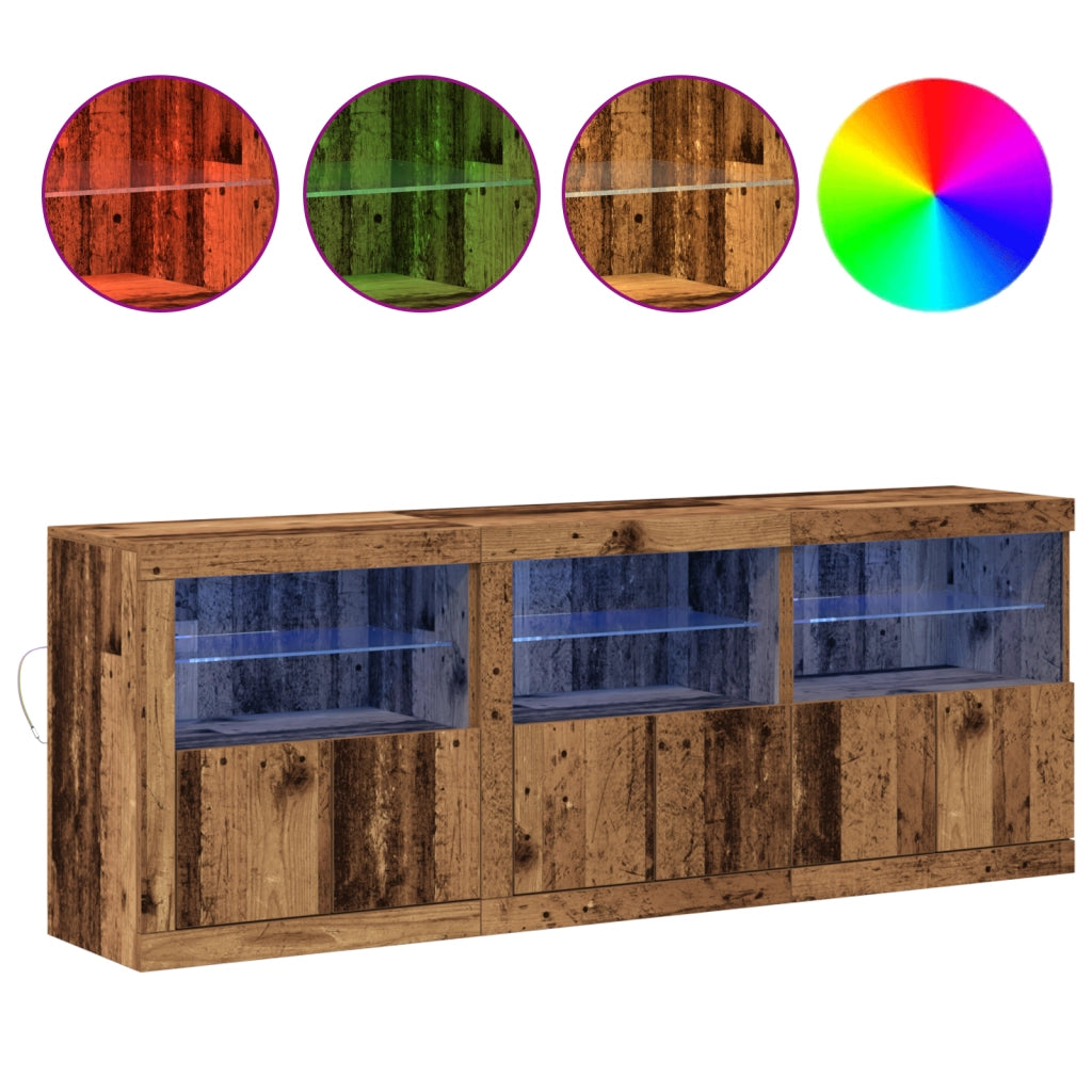 Credenza con Luci LED Legno Vecchio 181,5x37x67 cm Legno Ingegnerizzato