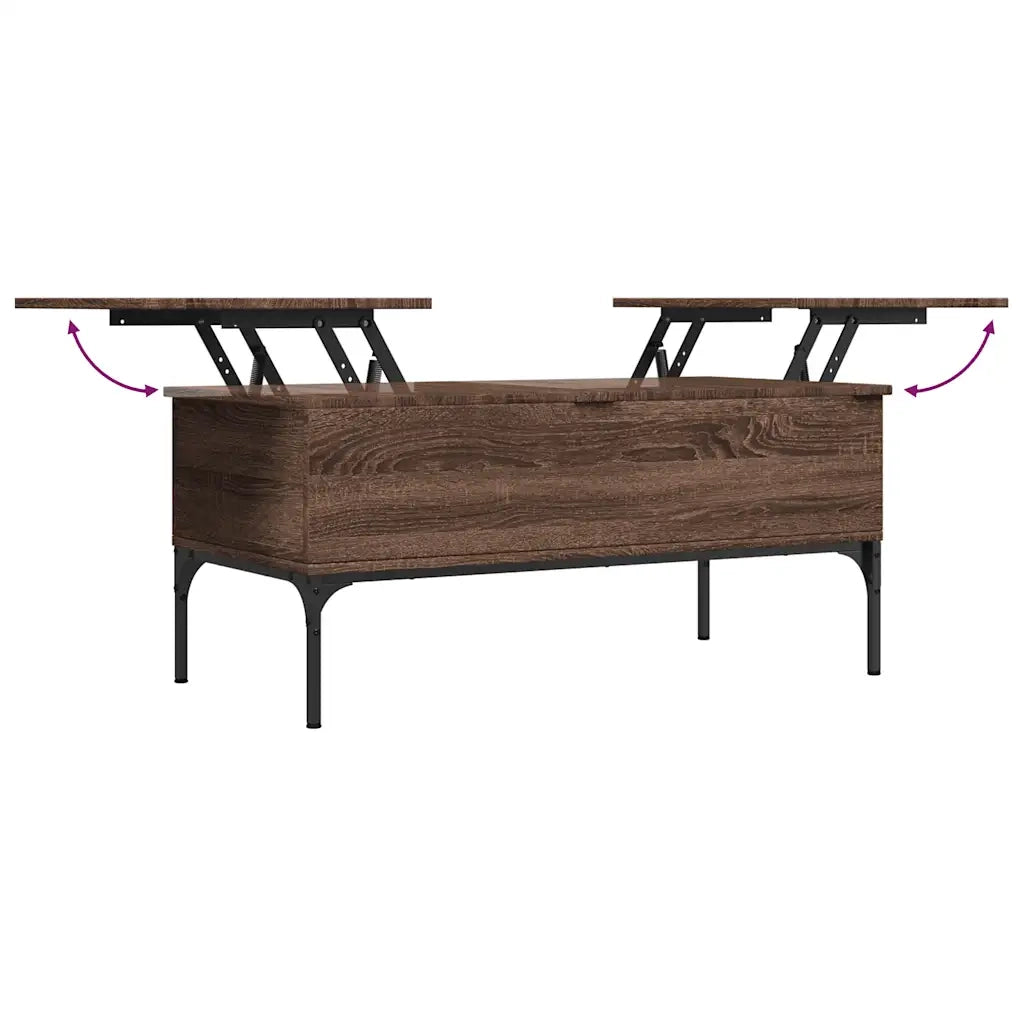 Tavolino da salotto | Tavolino da caff¨¨ | Tavolino da Soggiorno Rovere Marrone 100x50x45cm Legno Multistrato e Metallo