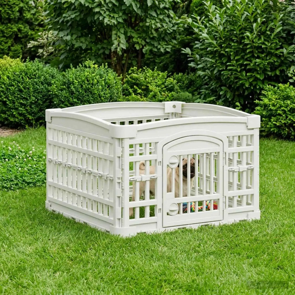Parco giochi per cani a 4 pannelli Bianco 63 x 63 x 40 cm 42027213