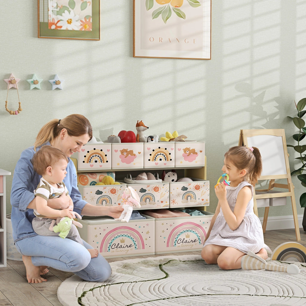 Scaffale bambini 3 ripiani con 9 cassetti tessuto ¨C Xylo ¨C giallo 93x30x70cm
