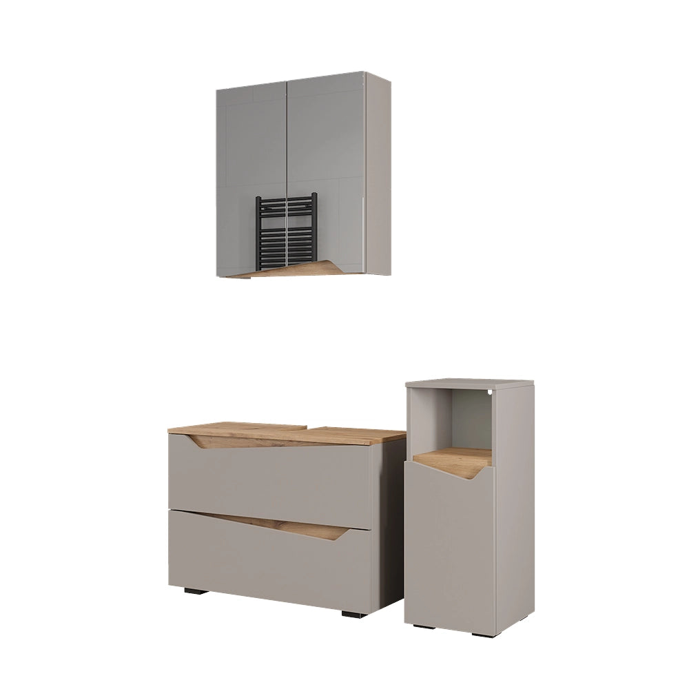 Vicco Set di mobili da bagno Greige/Artigianale 3 parti con cabinet midi