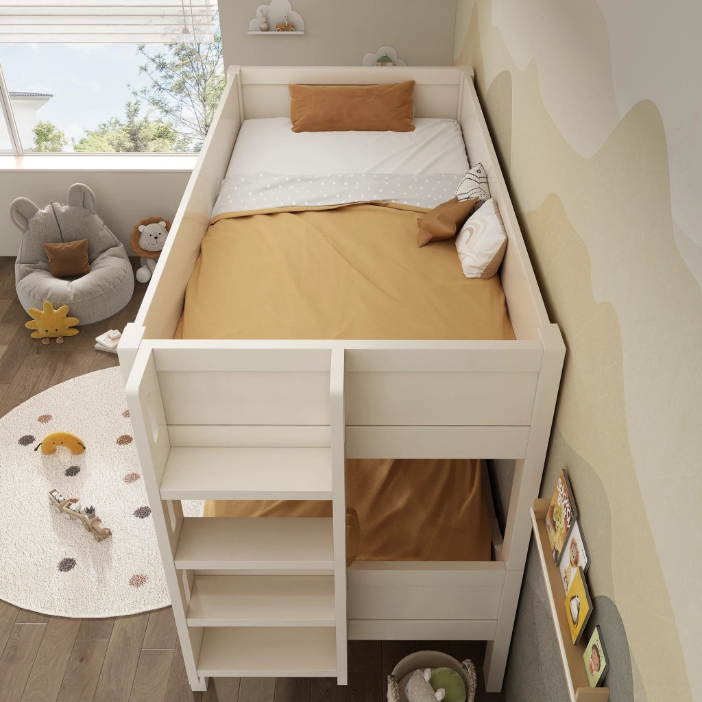 LETTO a castello separabile 90x200 cm bianco legno e metallo con scala reversibile
