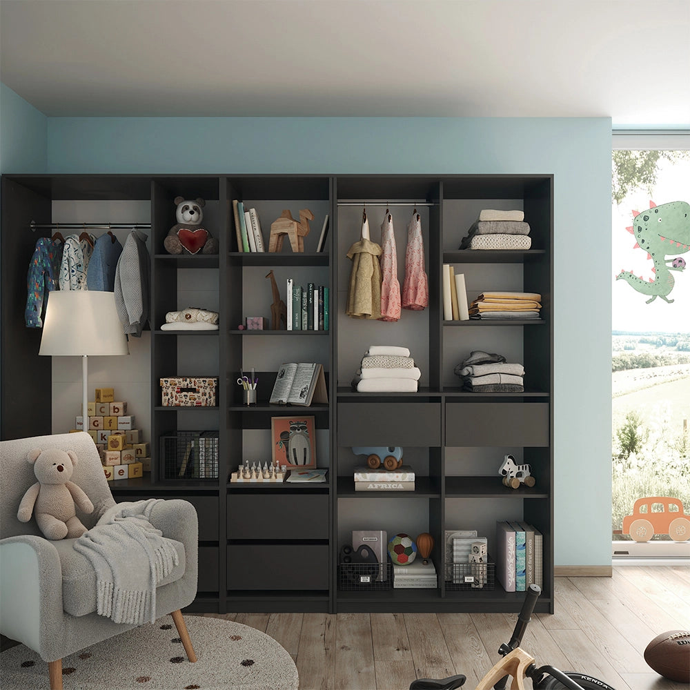 Armadio Elmo Antracite 100 x 200 cm 3 parti Vicco