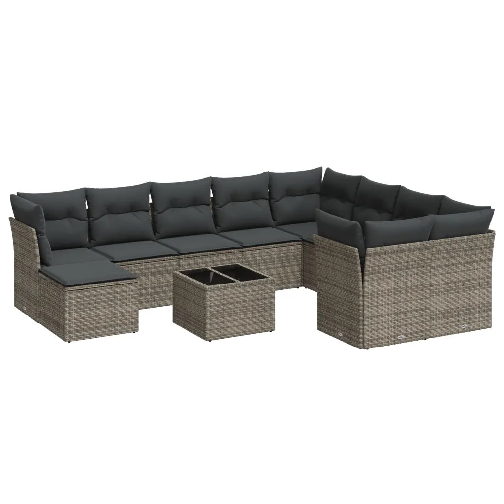 Set Divani da Giardino 11 pz con Cuscini in Polyrattan Grigio 3218600