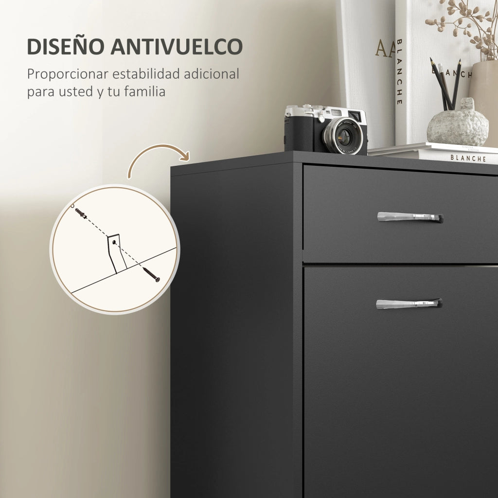 Armadio per scarpe con 2 cassetti ¨C zephmum ¨C nero 80x30x91,5 cm