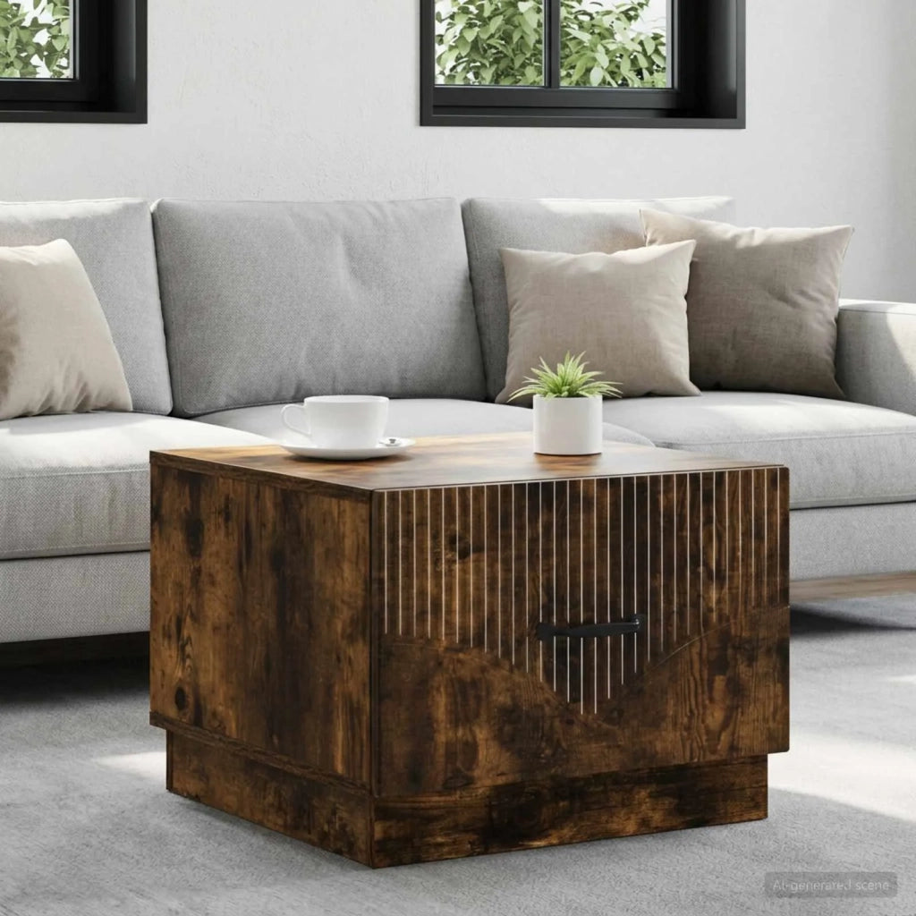 Tavolino da salotto con cassetto Rovere Fumo 49 x 50 x 37 cm 895430