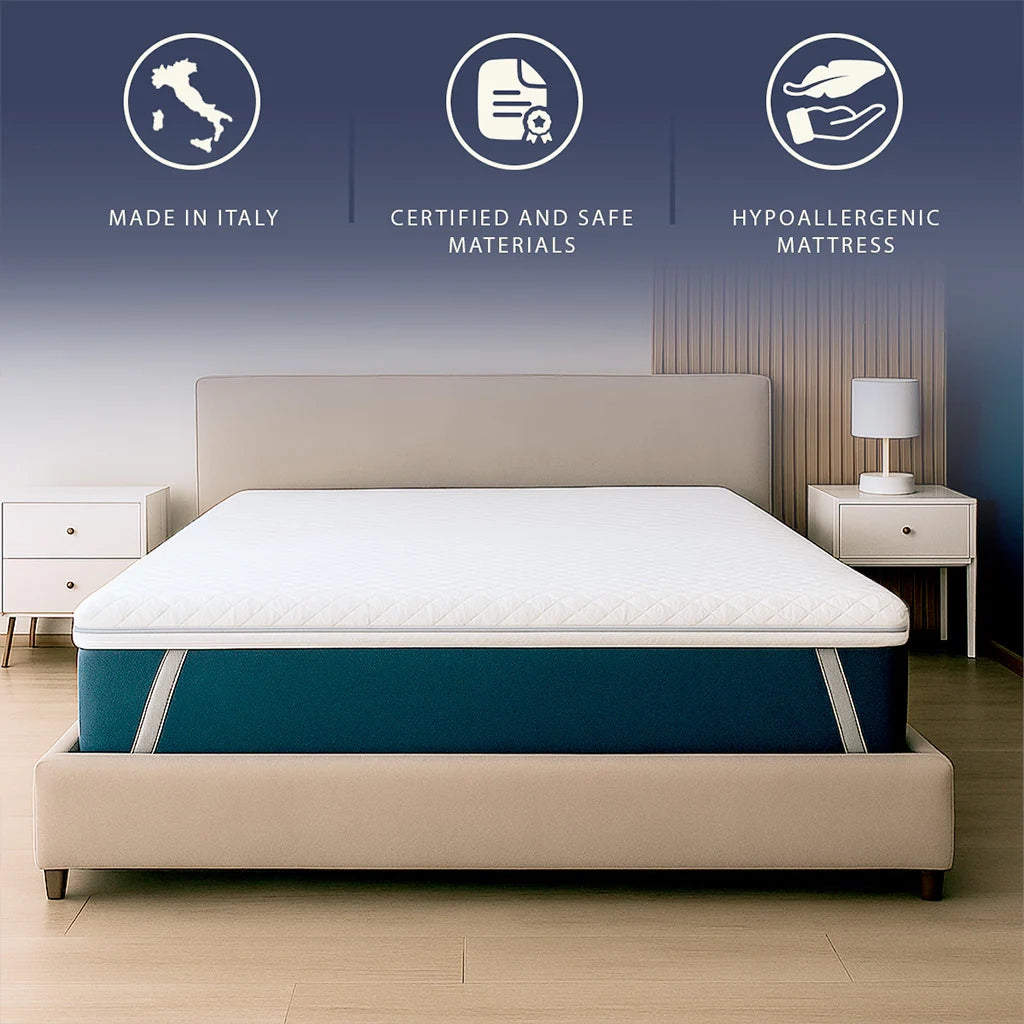 Topper 140x200 in Memory Foam a 9 Zone Differenziate | Alto 7 cm | Rivestimento Sfoderabile in Tessuto Pure Anallergico | Made in Italy