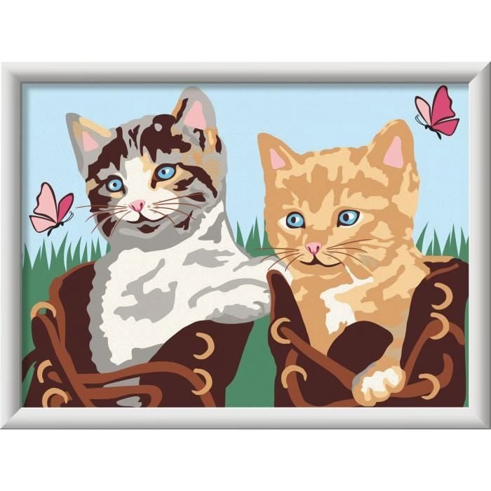 CreArt Kids 18x24cm, Dipingi con i numeri, Gattini e scarpe, Kit di pittura con i numeri, Età 7+, 25528, Ravensburger