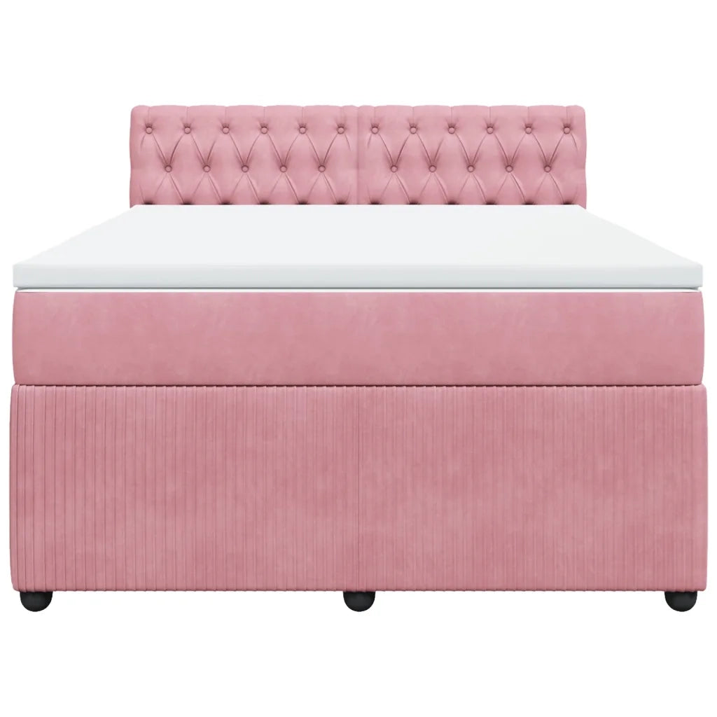 Giroletto a Molle con Materasso Rosa 140x200 cm in Velluto